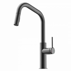 Clearance Kitchen Faucet with Angled Spout Pull-Down Sprayer in Matte Graphite Single Hole