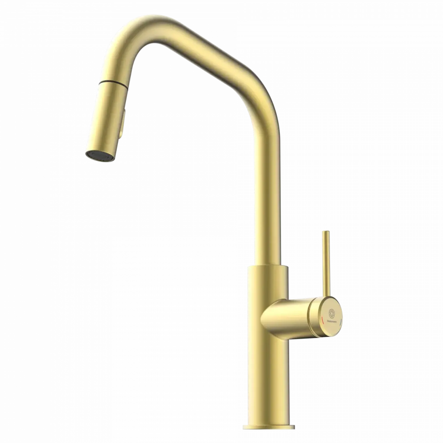 New Kitchen Faucet with Angled Spout Pull-Down Sprayer in Brushed Gold Single Hole