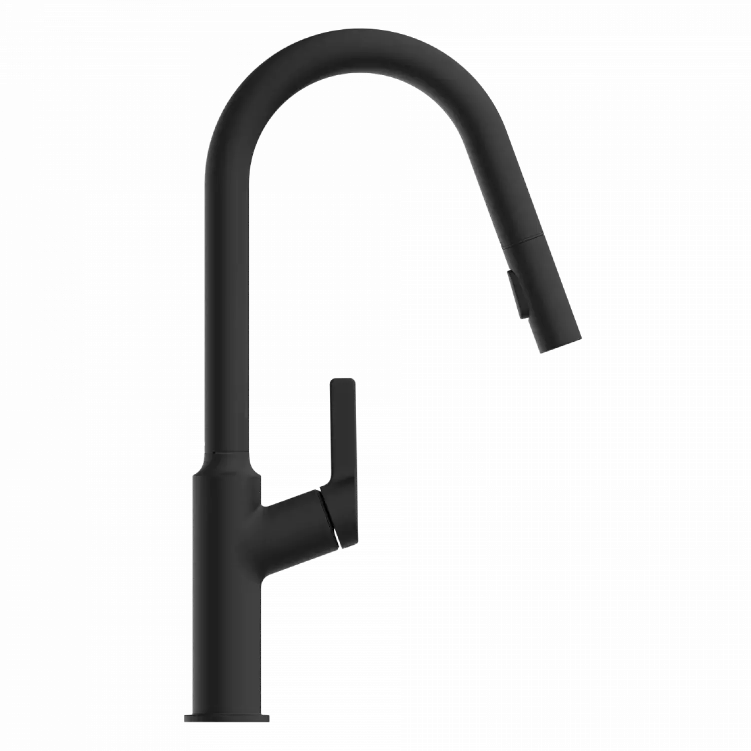 New Kitchen Faucet with Curved Spout in Matte Black Single Hole