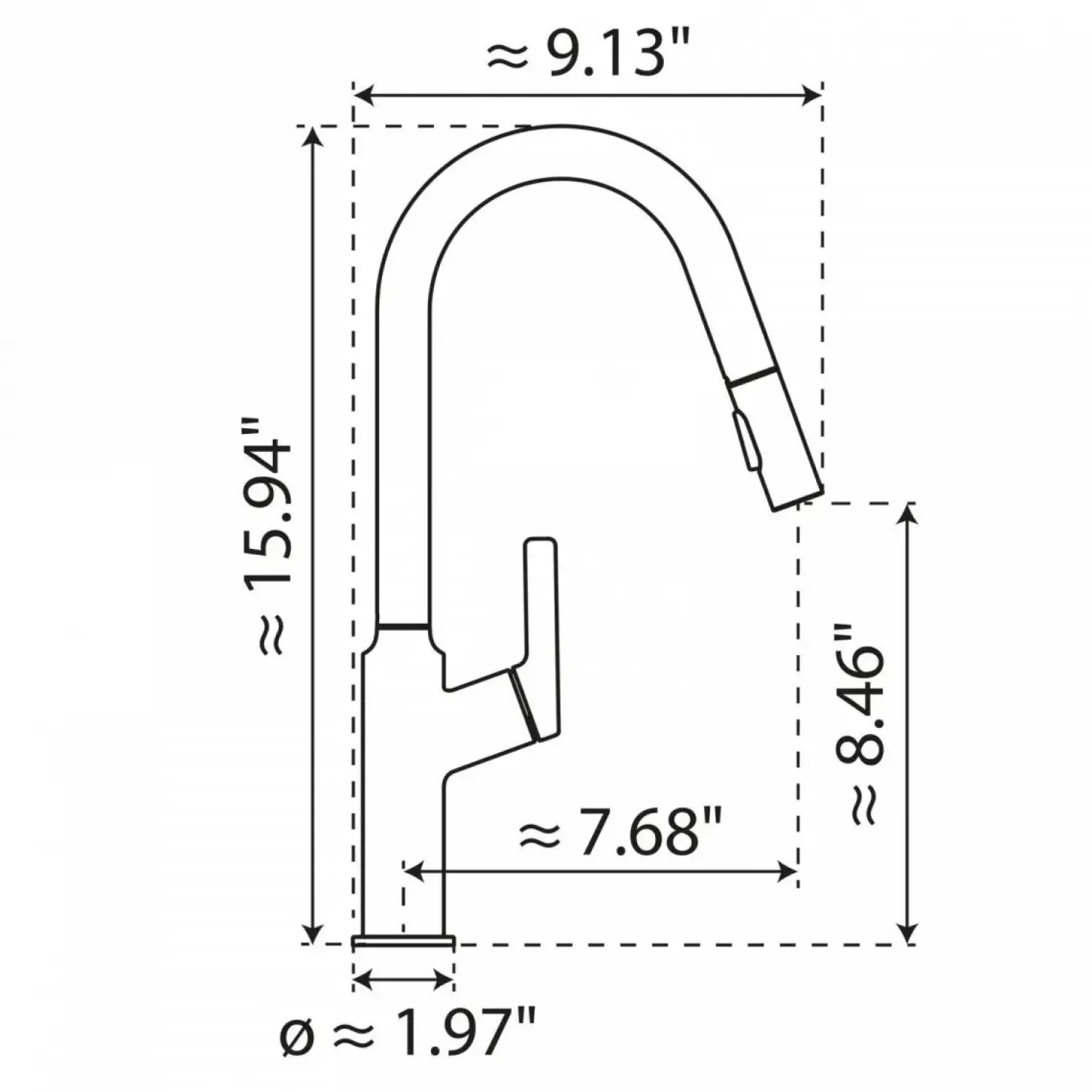 Kitchen Faucet with Curved Spout in Brushed Gold Single Hole