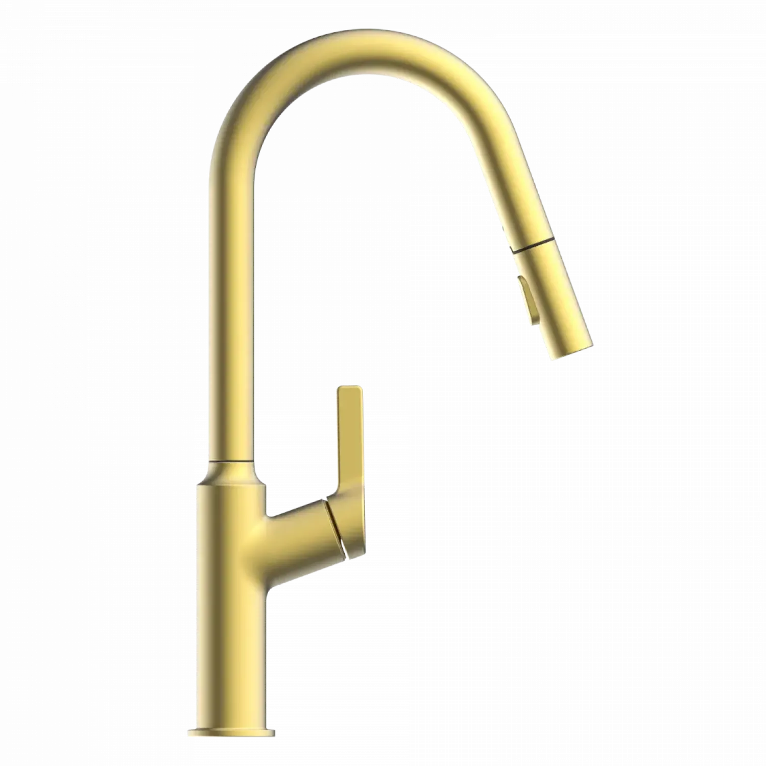 Kitchen Faucet with Curved Spout in Brushed Gold Single Hole