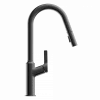 Outlet Kitchen Faucet with Curved Spout in Matte Graphite Single Hole