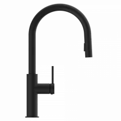 Discount Kitchen Faucet with Arch Pull-Down Spout in Matte Black Single Hole