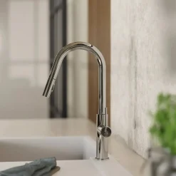 Sale Kitchen Faucet with Curved Pull-Down Spout in Chrome Single Hole