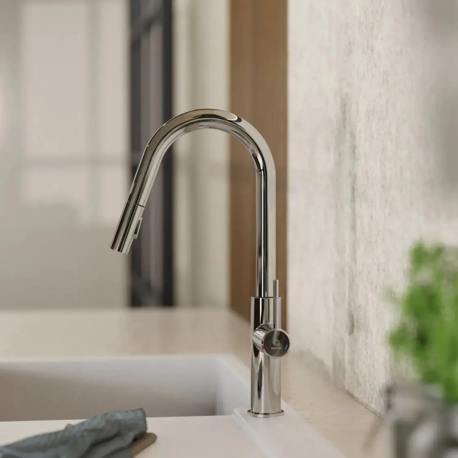 Sale Kitchen Faucet with Curved Pull-Down Spout in Chrome Single Hole