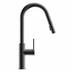 Clearance Kitchen Faucet with Curved Pull-Down Spout in Matte Graphite Single Hole