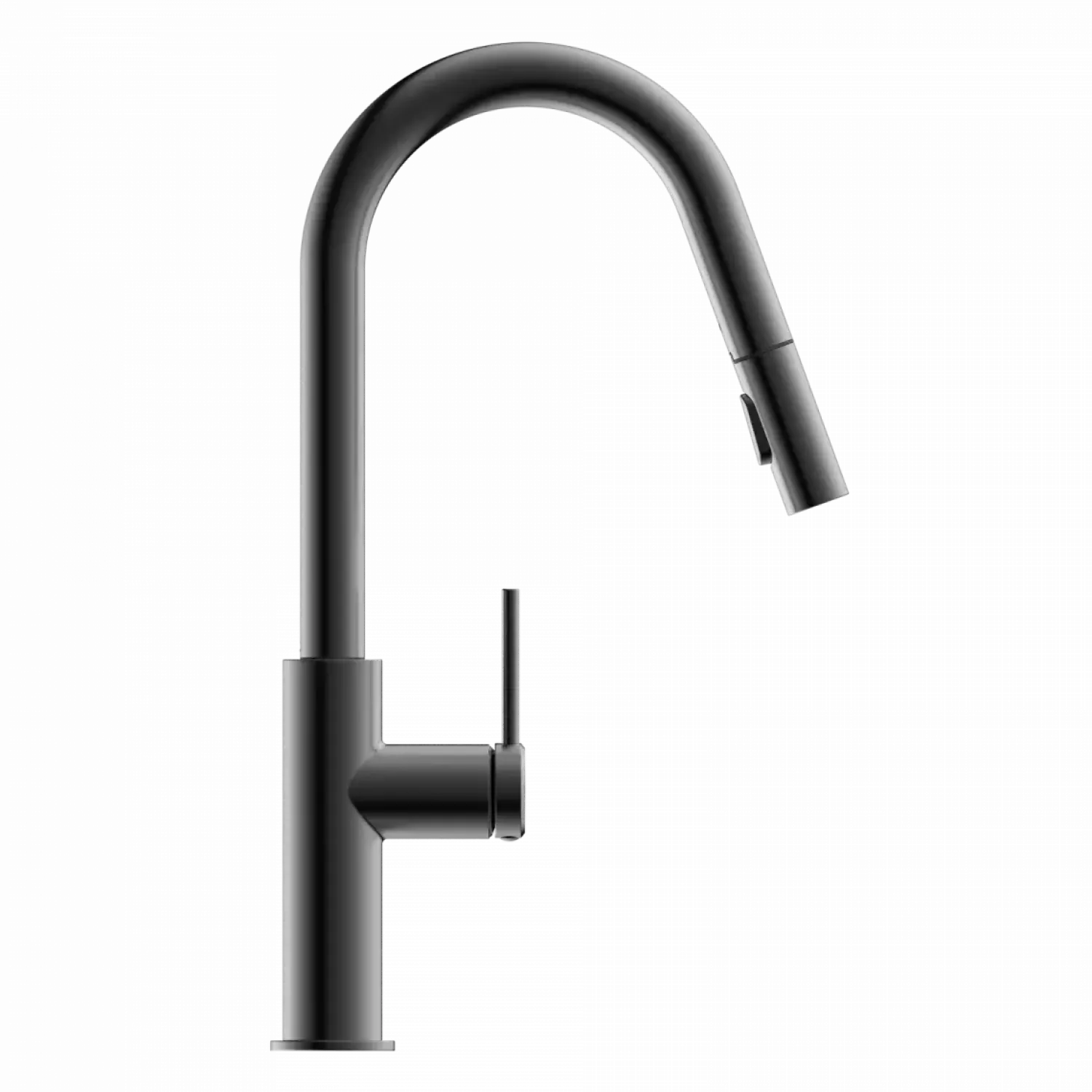 Clearance Kitchen Faucet with Curved Pull-Down Spout in Matte Graphite Single Hole