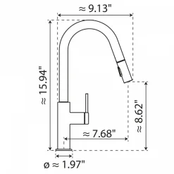 Clearance Kitchen Faucet with Curved Pull-Down Spout in Matte Graphite Single Hole