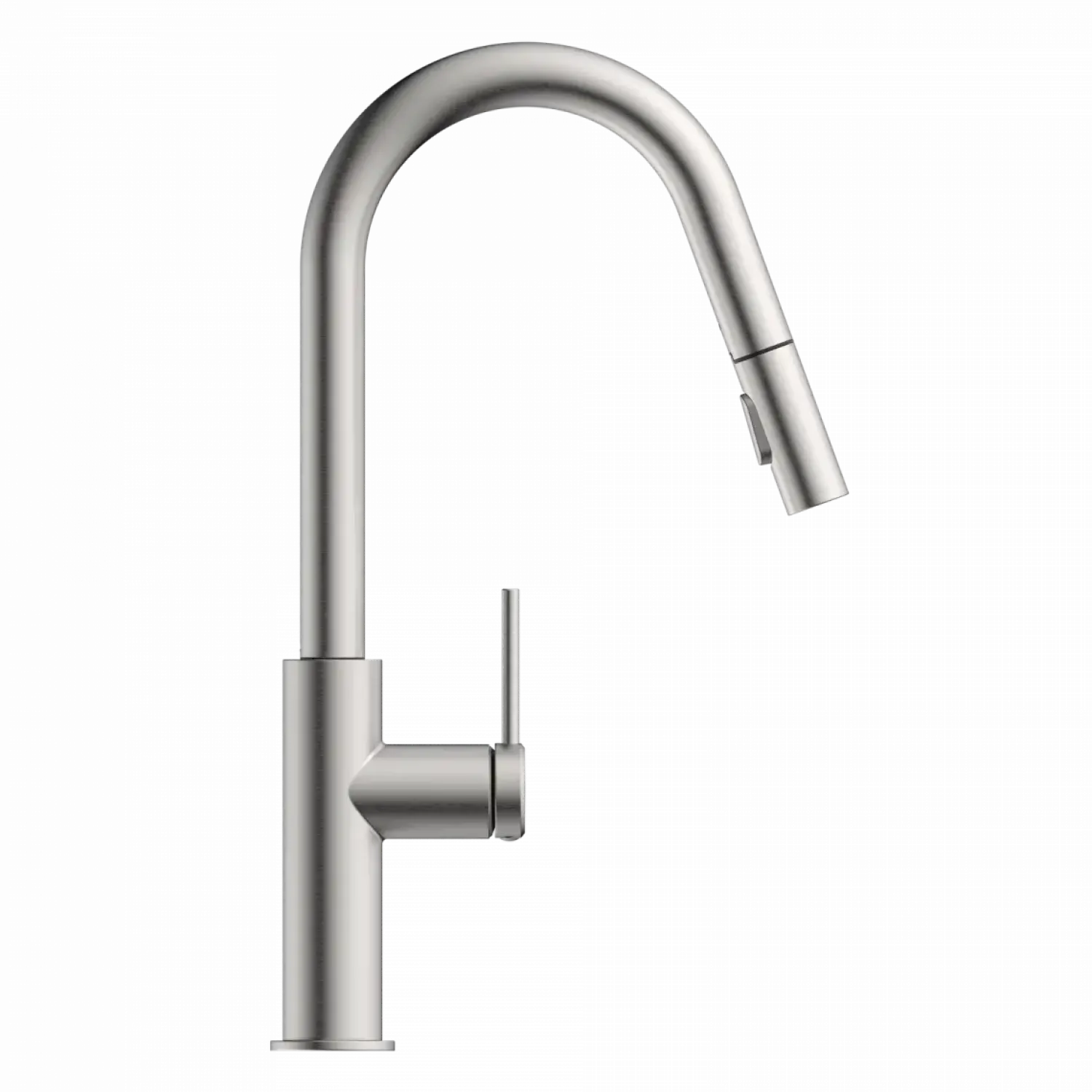 Kitchen Faucet with Curved Pull-Down Spout in Brushed Nickel Single Hole