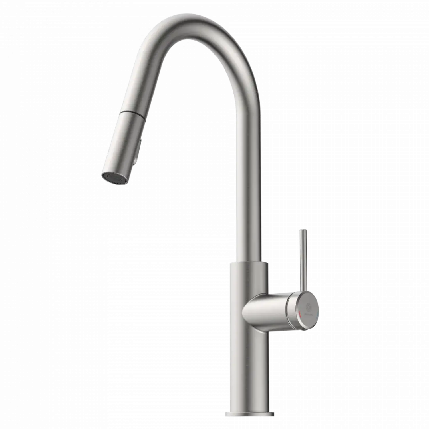 Kitchen Faucet with Curved Pull-Down Spout in Brushed Nickel Single Hole