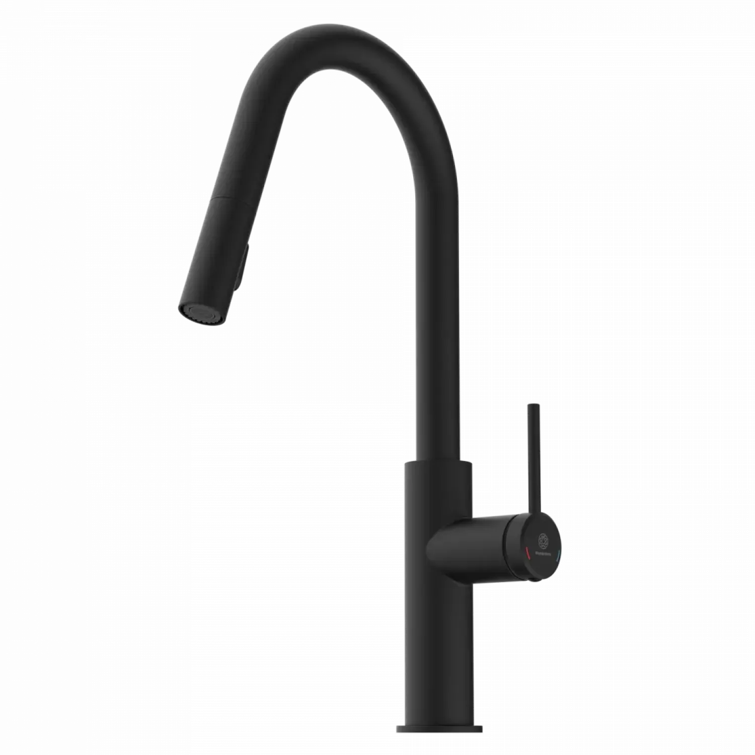 Kitchen Faucet with Curved Pull-Down Spout in Matte Black Single Hole
