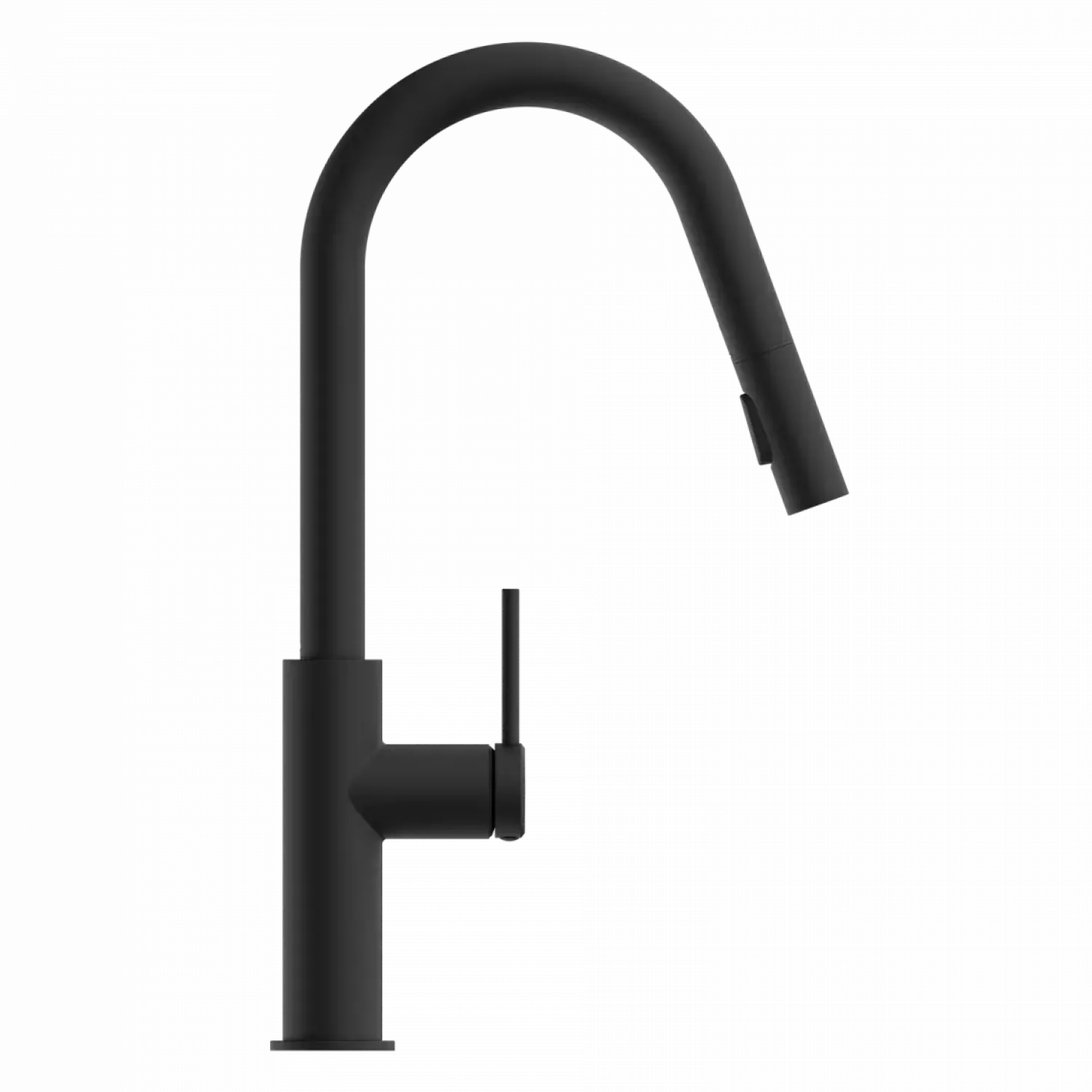 Kitchen Faucet with Curved Pull-Down Spout in Matte Black Single Hole
