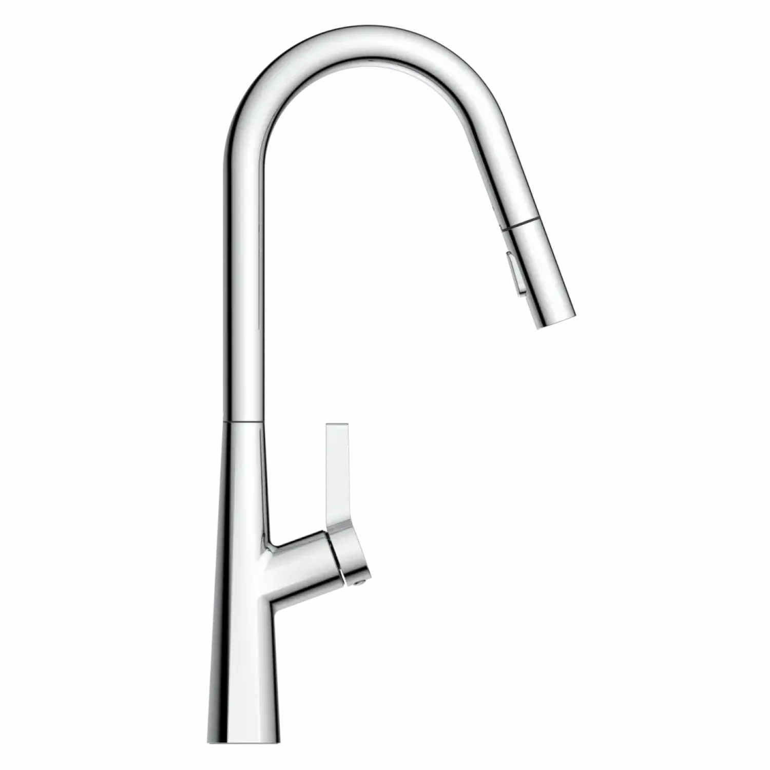 Online Kitchen Faucet with Curved Spout Pull-Down Sprayer in Chrome Single Hole
