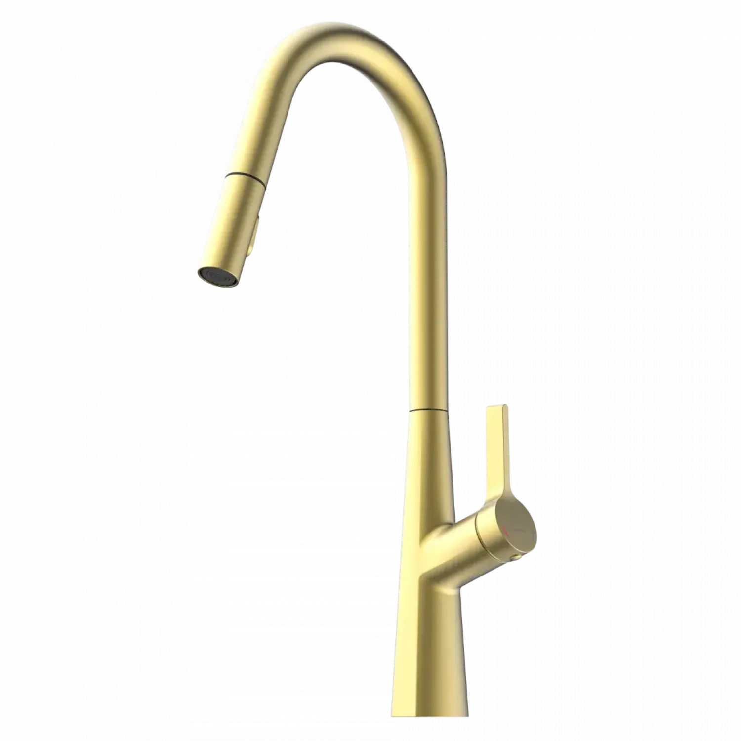 Sale Kitchen Faucet with Curved Spout Pull-Down Sprayer in Brushed Gold Single Hole