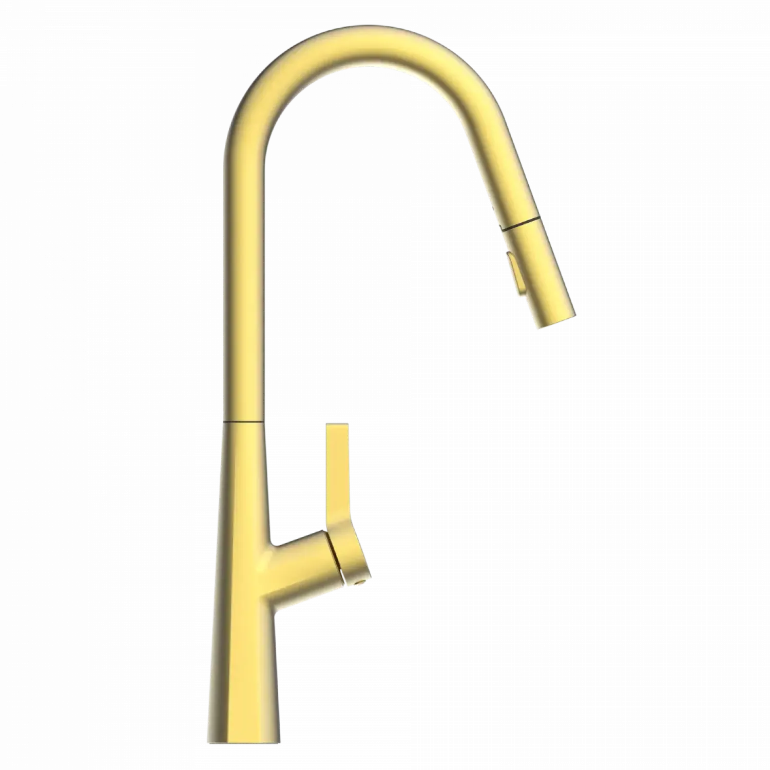 Sale Kitchen Faucet with Curved Spout Pull-Down Sprayer in Brushed Gold Single Hole