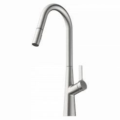 Discount Kitchen Faucet with Curved Spout Pull-Down Sprayer in Brushed Nickel Single Hole