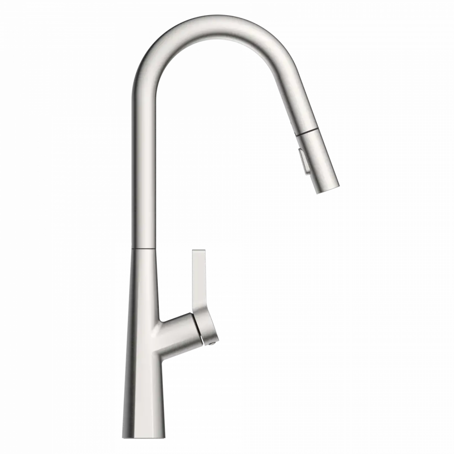 Discount Kitchen Faucet with Curved Spout Pull-Down Sprayer in Brushed Nickel Single Hole