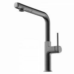 Outlet Kitchen Faucet with Straight Pull-Out Spout in Matte Graphite Single Hole