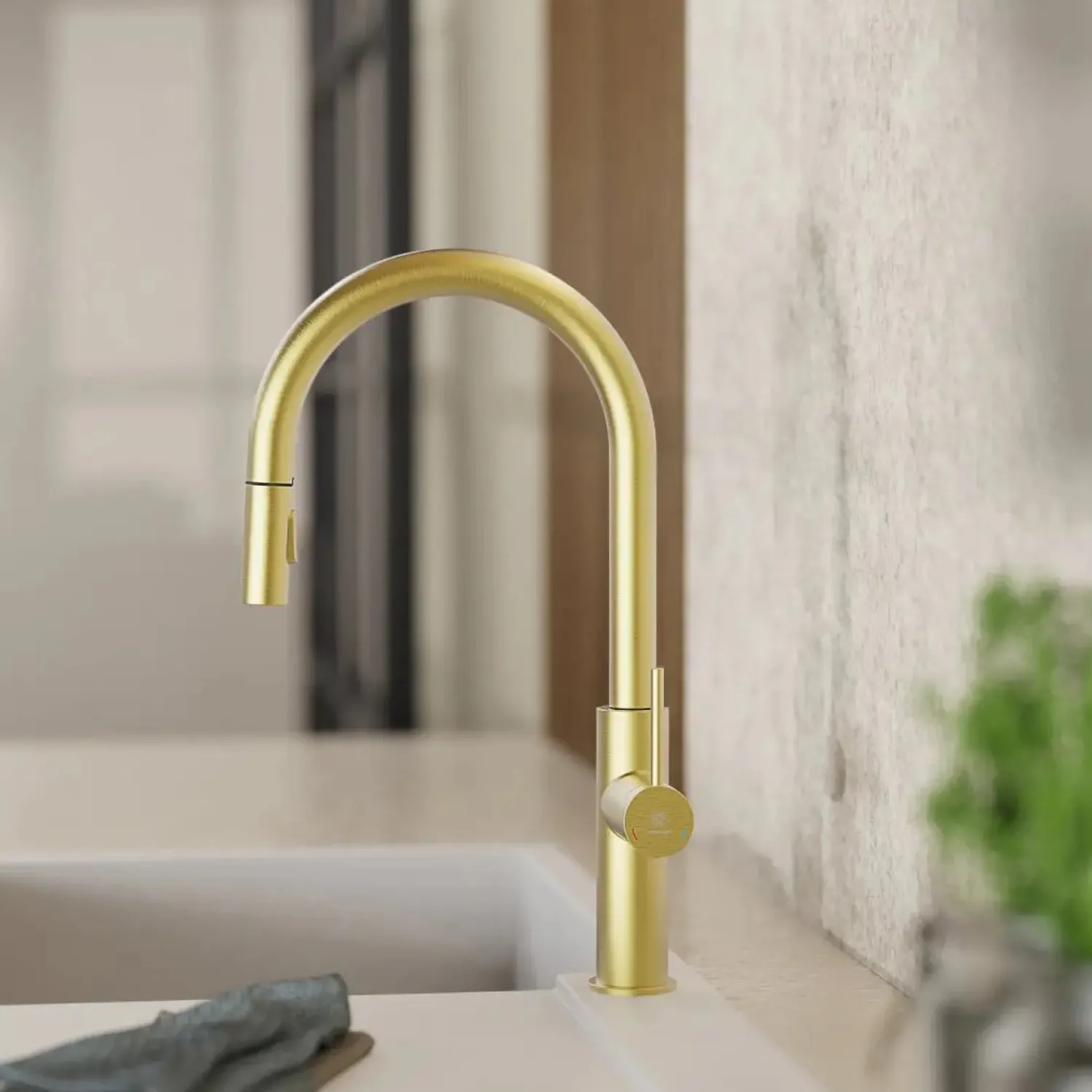Sale Kitchen Faucet with Arch Pull-Down Spout in Brushed Gold Single Hole