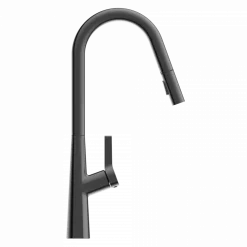 Hot Kitchen Faucet with Curved Spout Pull-Down Sprayer in Matte Graphite Single Hole