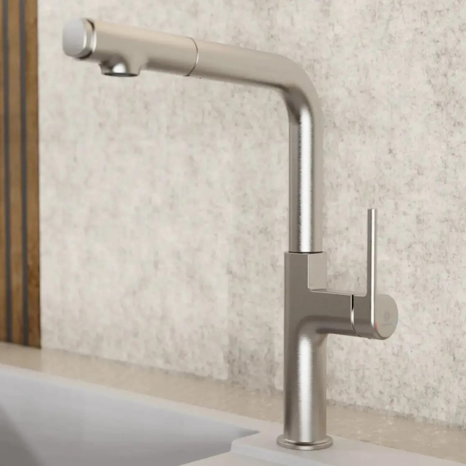 Sale Kitchen Faucet with Straight Pull-Out Spout in Brushed Nickel Single Hole