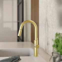 Discount Pull-Down Kitchen Prep Faucet in Brushed Gold Single Hole|Bar Faucets