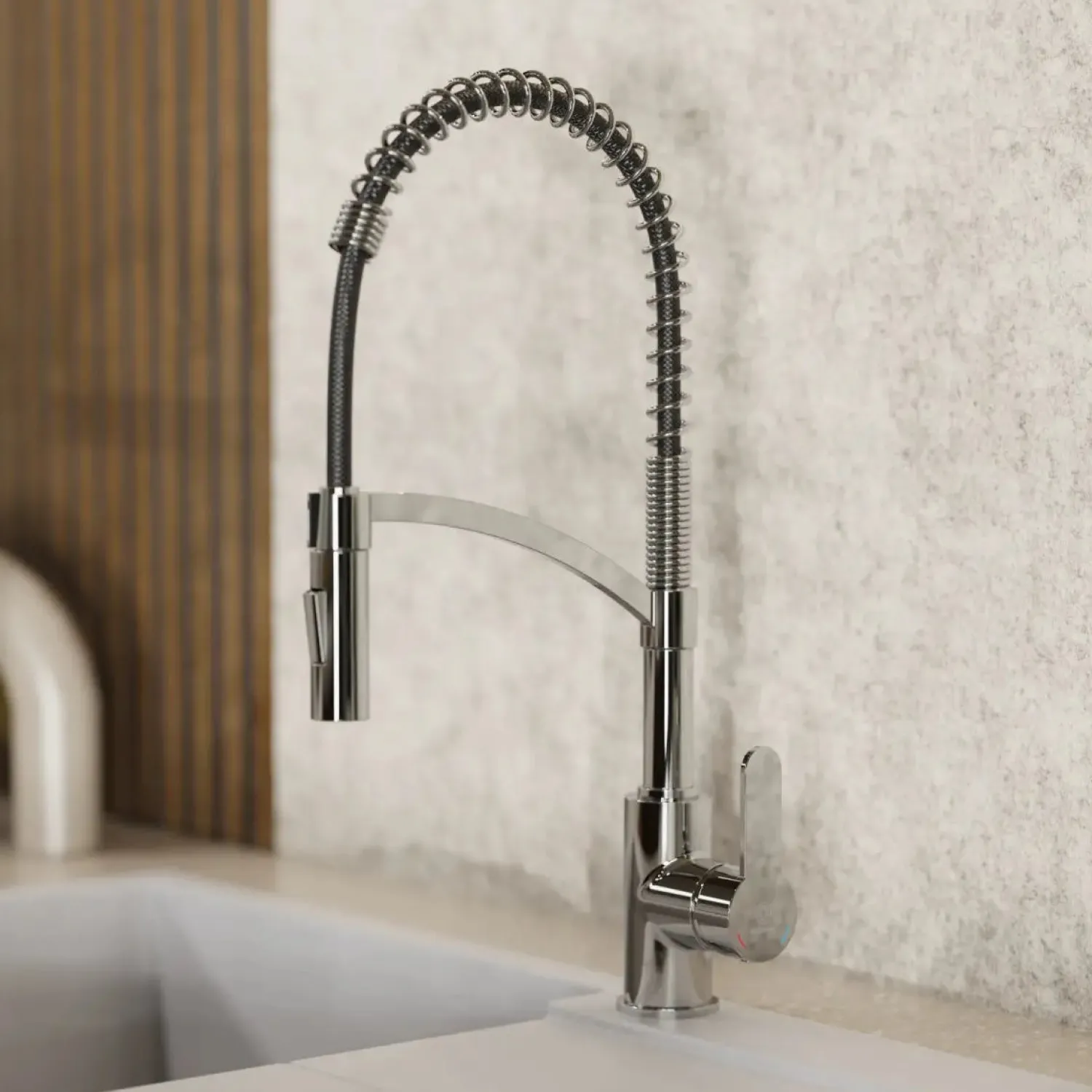 Discount Single Hole Pull Down Kitchen Faucet in Chrome Single Hole