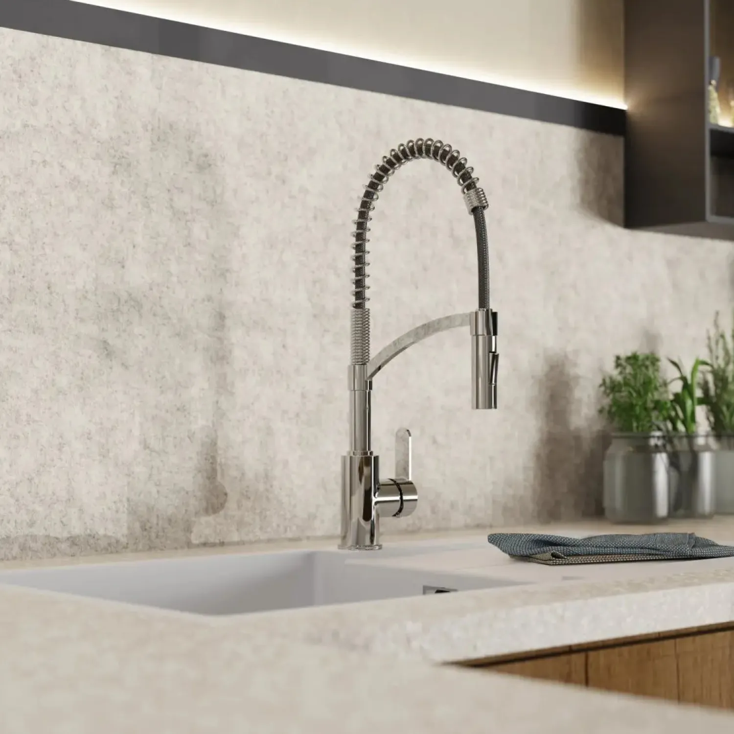 Discount Single Hole Pull Down Kitchen Faucet in Chrome Single Hole