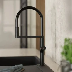Sale Single Hole Pull Down Kitchen Faucet in Matte Black Single Hole