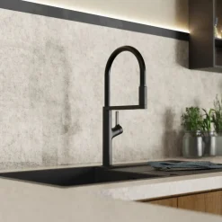 Sale Single Hole Pull Down Kitchen Faucet in Matte Black Single Hole