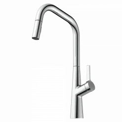 Outlet Single Hole Pull Down Kitchen Faucet in Chrome Single Hole