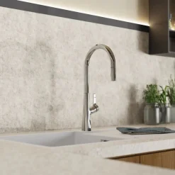 Hot Single Hole Pull Down Kitchen Faucet in Chrome Single Hole