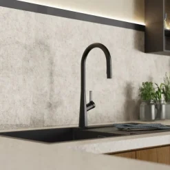 New Single Hole Pull Down Kitchen Faucet in Matte Black Single Hole