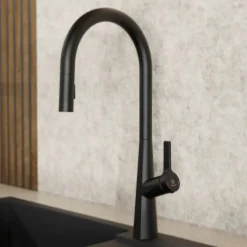New Single Hole Pull Down Kitchen Faucet in Matte Black Single Hole