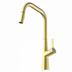 New Single Hole Pull Down Kitchen Faucet in Brushed Gold Single Hole
