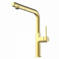 Online Single Hole Straight Spout Kitchen Faucet in Brushed Gold Single Hole