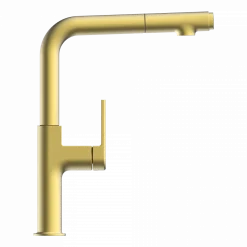 Online Single Hole Straight Spout Kitchen Faucet in Brushed Gold Single Hole