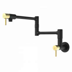 Outlet Wall Mounted Pot Filler | Matte Black & Brushed Gold Single Hole