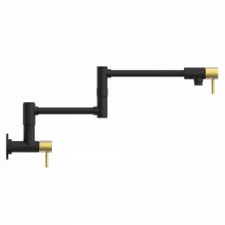 Outlet Wall Mounted Pot Filler | Matte Black & Brushed Gold Single Hole