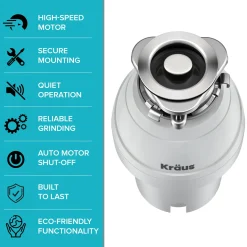 Online WasteGuard 3/4 HP Continuous Feed Garbage Disposal with Ultra-Quiet Motor Garbage Disposals & Parts