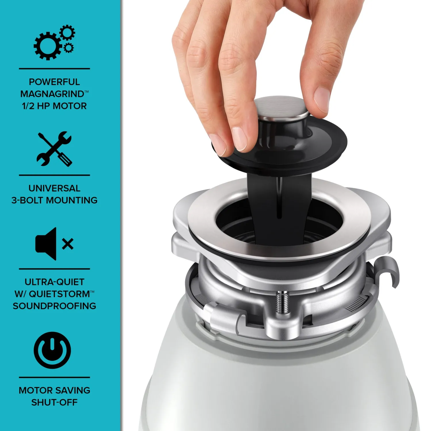 Clearance WasteGuard 1/2 HP Continuous Feed Garbage Disposal with Ultra-Quiet Motor Garbage Disposals & Parts