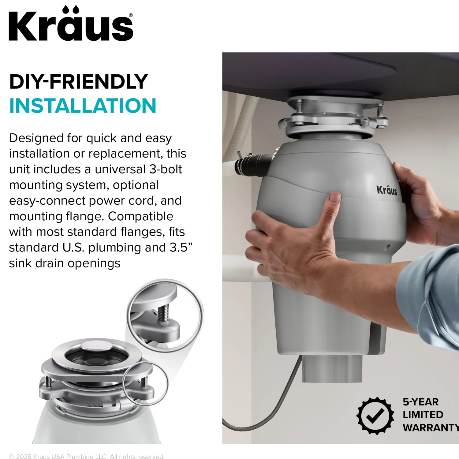 Clearance WasteGuard 1/2 HP Continuous Feed Garbage Disposal with Ultra-Quiet Motor Garbage Disposals & Parts