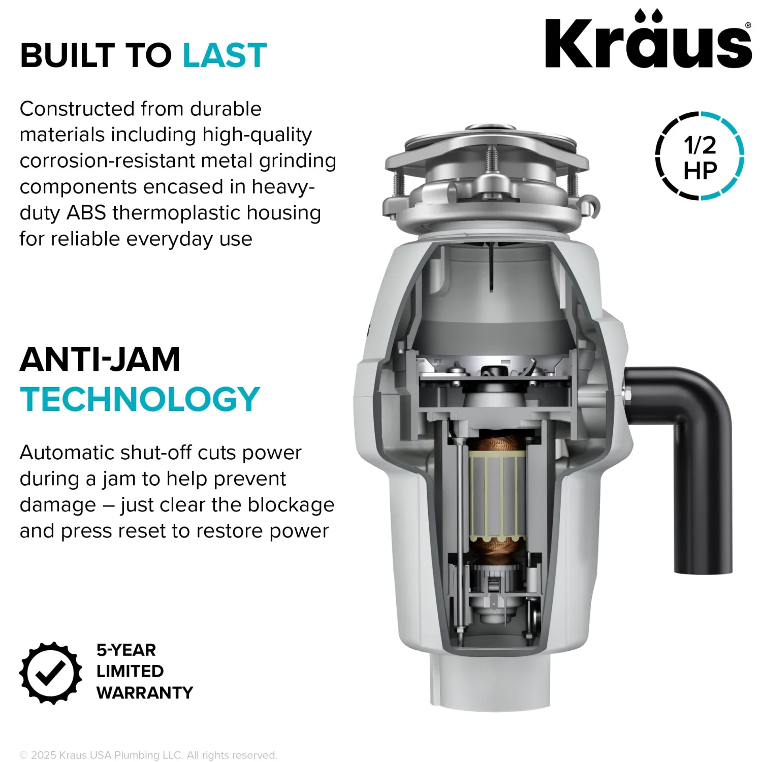 Clearance WasteGuard 1/2 HP Continuous Feed Garbage Disposal with Ultra-Quiet Motor Garbage Disposals & Parts