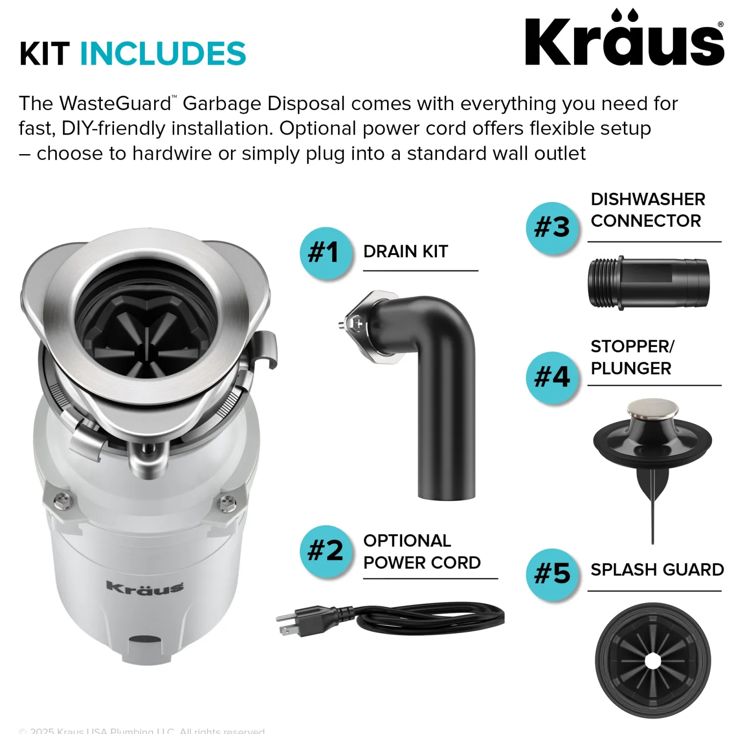 Discount WasteGuard 1/3 HP Continuous Feed Garbage Disposal with Ultra-Quiet Motor Garbage Disposals & Parts