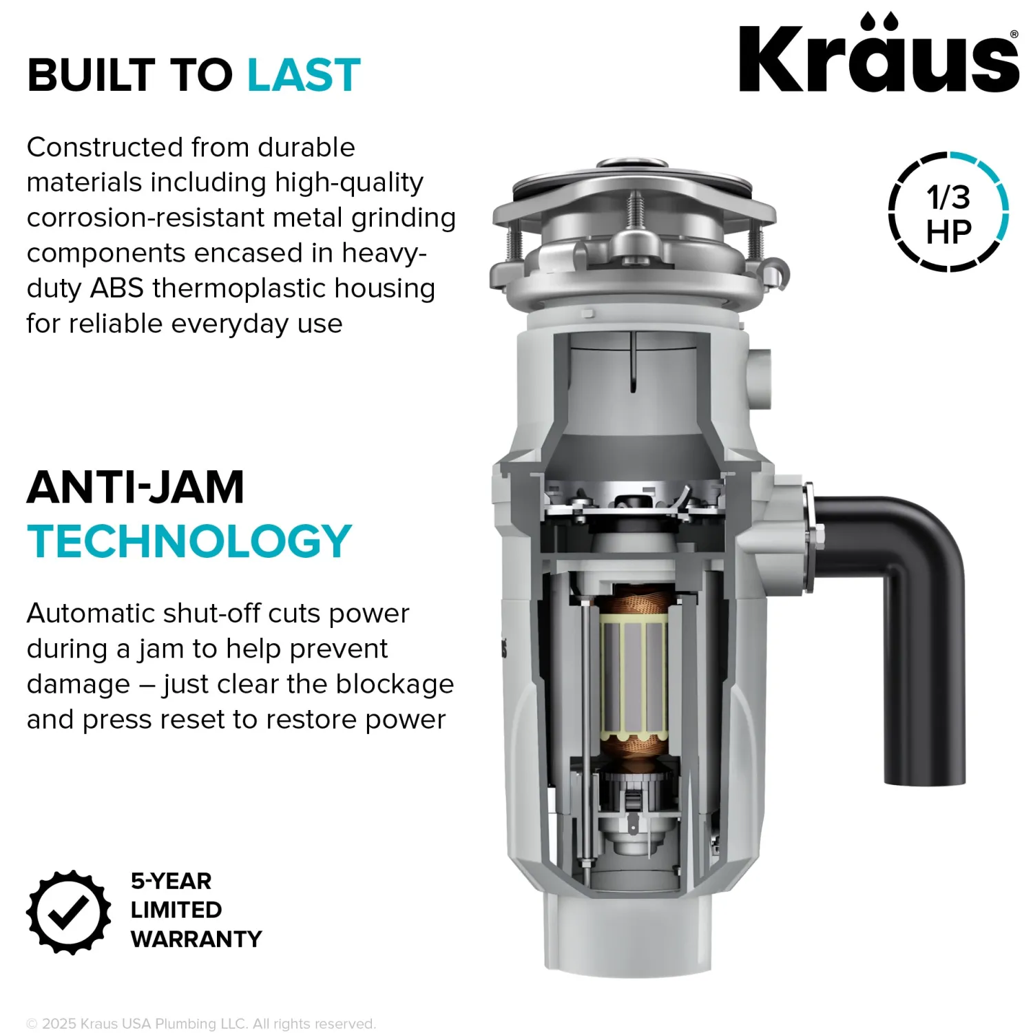 Discount WasteGuard 1/3 HP Continuous Feed Garbage Disposal with Ultra-Quiet Motor Garbage Disposals & Parts