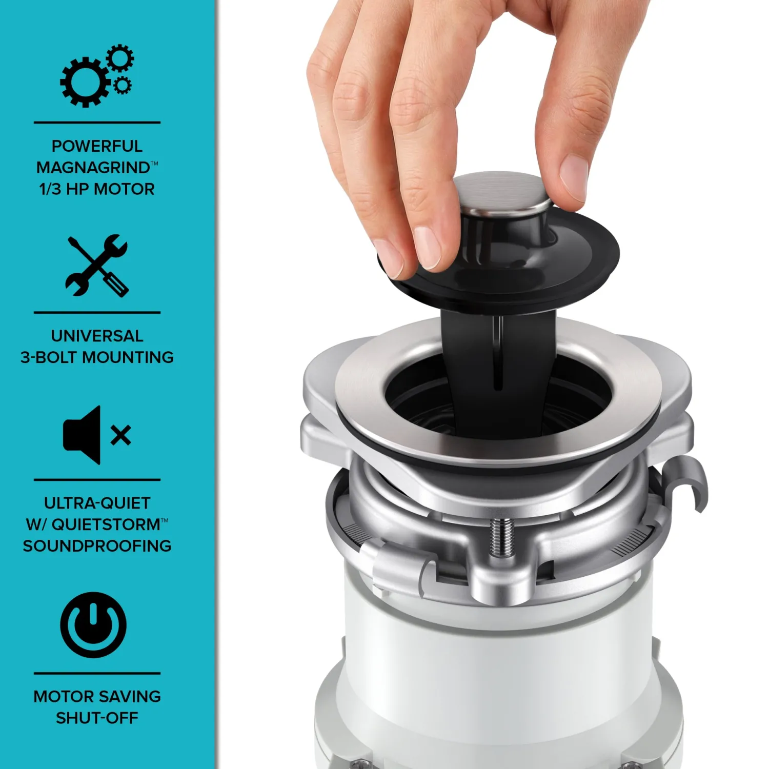 Discount WasteGuard 1/3 HP Continuous Feed Garbage Disposal with Ultra-Quiet Motor Garbage Disposals & Parts