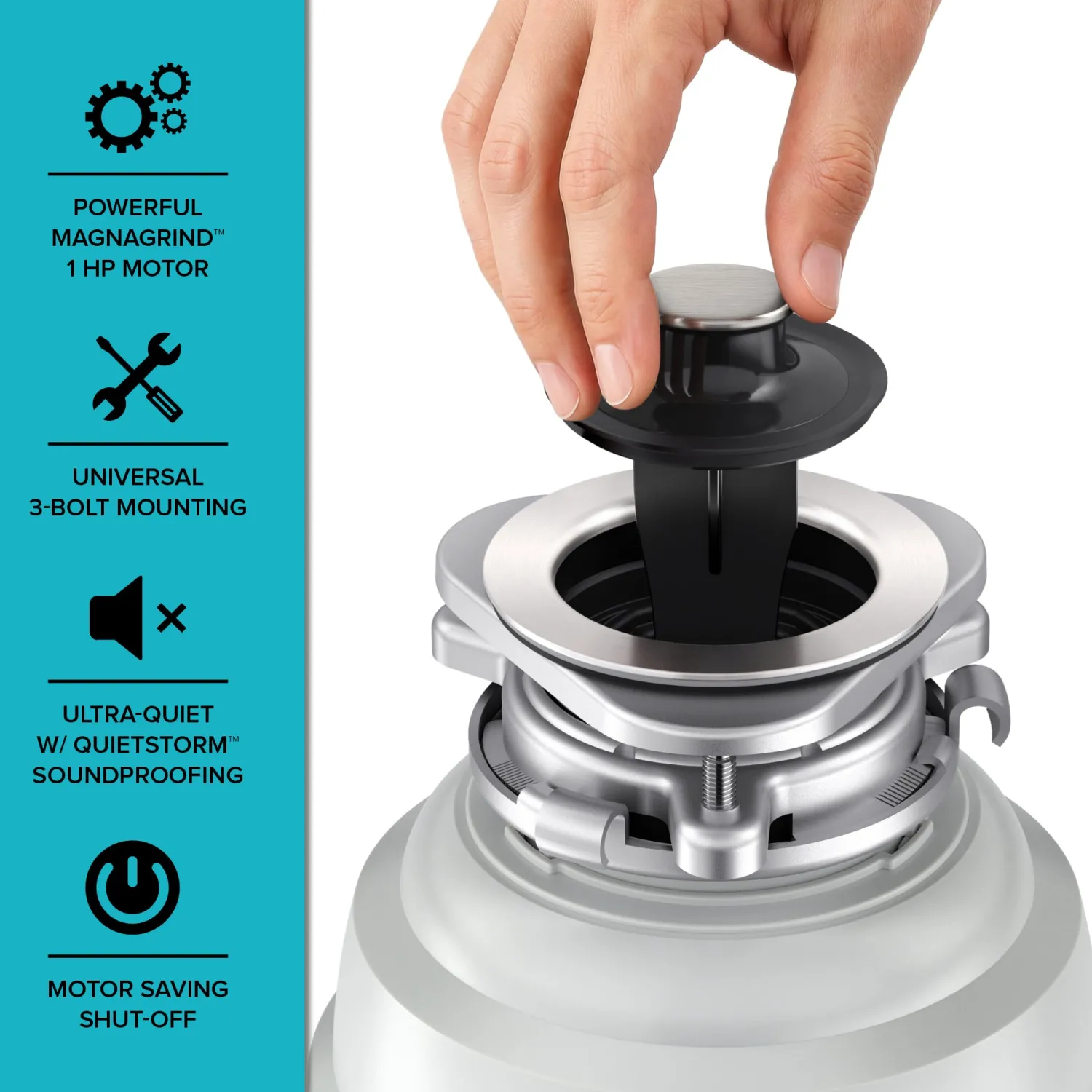Sale WasteGuard 1 HP Continuous Feed Garbage Disposal with Ultra-Quiet Motor Garbage Disposals & Parts