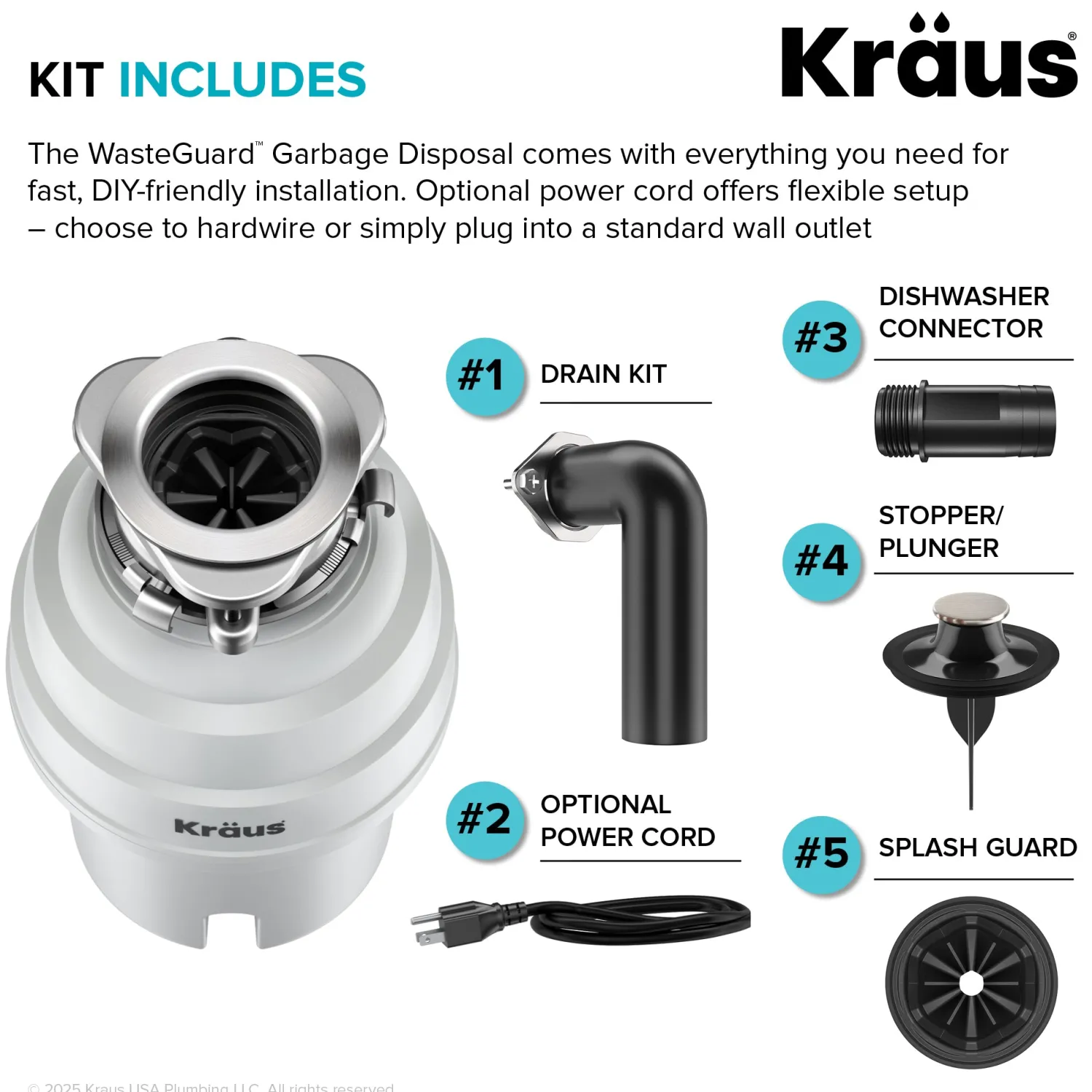 Sale WasteGuard 1 HP Continuous Feed Garbage Disposal with Ultra-Quiet Motor Garbage Disposals & Parts