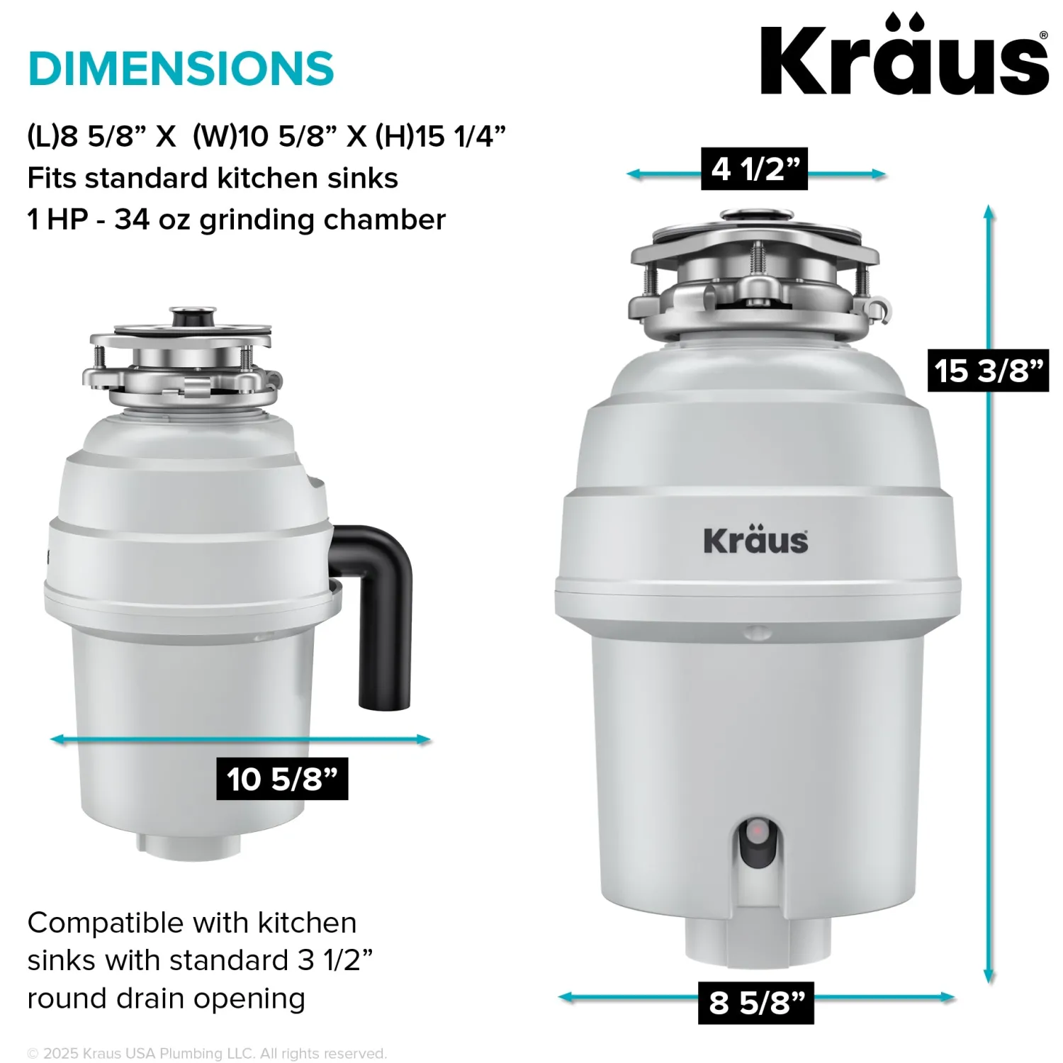 Sale WasteGuard 1 HP Continuous Feed Garbage Disposal with Ultra-Quiet Motor Garbage Disposals & Parts
