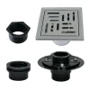 Discount Watercourse 4" Stainless Steel Square Grid Shower Drain with Flange Shower Drains